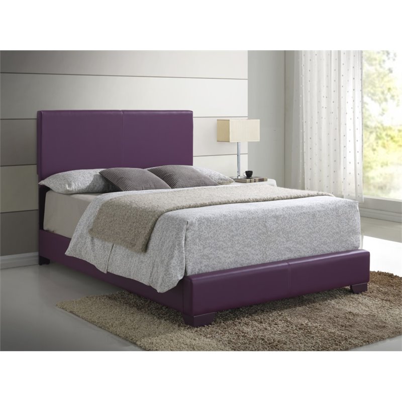 Maklaine Modern Durable Faux Leather Upholstered Full Bed in Purple