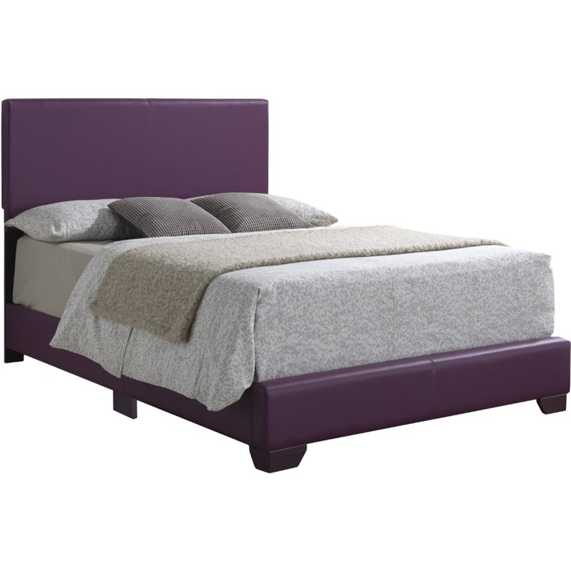Maklaine Modern Durable Faux Leather Upholstered Full Bed in Purple