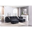Maklaine Contemporary Microsuede Versatile Sectional in Black Finish
