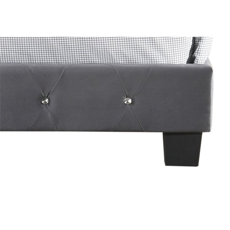 Maklaine Transitional Upholstered Velvet Upholstered Full Bed in Gray