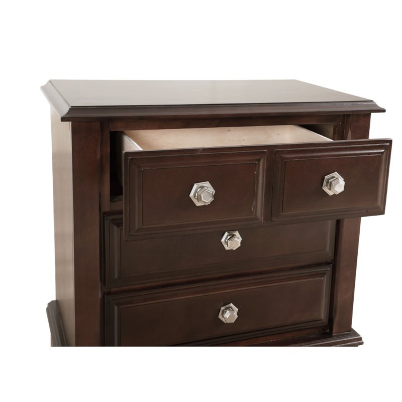 Maklaine Transitional Engineered Wood 3 Drawer Nightstand in Cappuccino