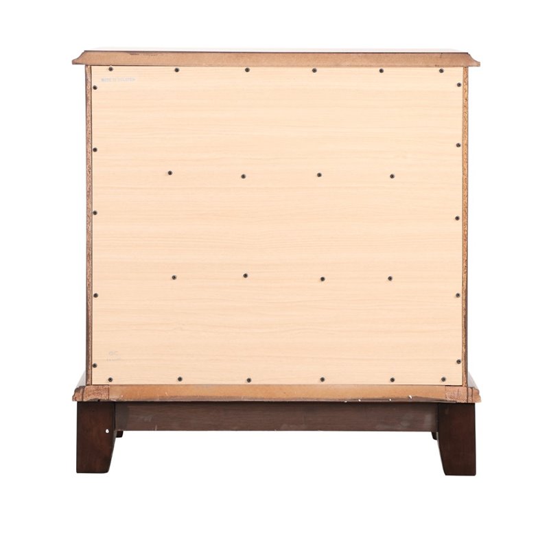 Maklaine Transitional Engineered Wood 3 Drawer Nightstand in Cappuccino