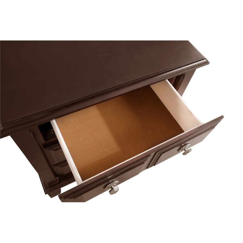 Maklaine Transitional Engineered Wood 3 Drawer Nightstand in Cappuccino