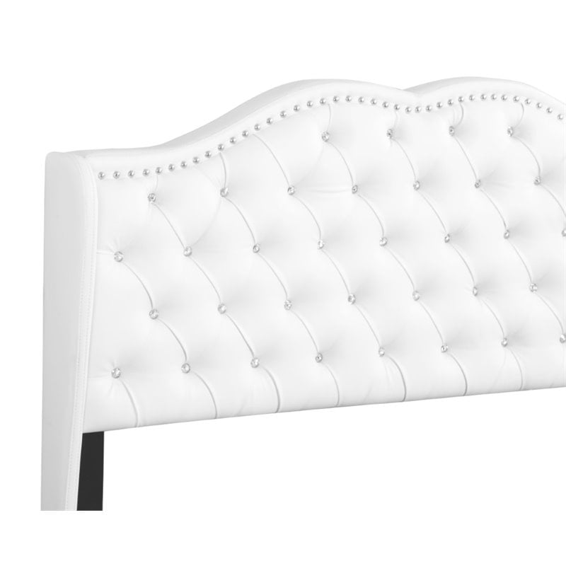 Maklaine Transitional Faux Leather Upholstered Full Bed in White
