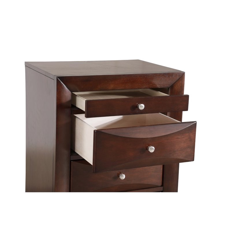 Maklaine Contemporary Engineered Wood 7 Drawer Lingerie Chest in Cappuccino