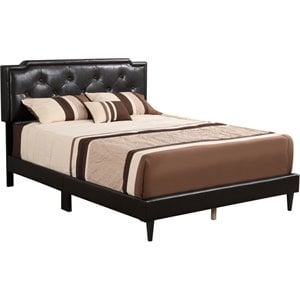 Maklaine Transitional Faux Leather Upholstered Queen Bed in Cappuccino