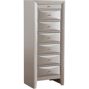 Maklaine Contemporary Engineered Wood 7Drawer Lingerie Chest in Silver Champagne