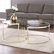 Maklaine Contemporary 2-Piece Metal Nesting Cocktail Table Set in Brass