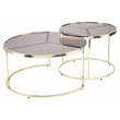 Maklaine Contemporary 2-Piece Metal Nesting Cocktail Table Set in Brass