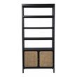 Maklaine Transitional Bookcase with Storage in Black-Gold-Natural