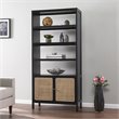 Maklaine Transitional Bookcase with Storage in Black-Gold-Natural