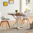 Maklaine Transitional Farmhouse Round Dining Table in Brown and White