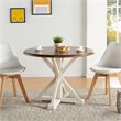 Maklaine Transitional Farmhouse Round Dining Table in Brown and White