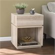 Maklaine Transitional Engineered Wood Charging Side Table in Oak