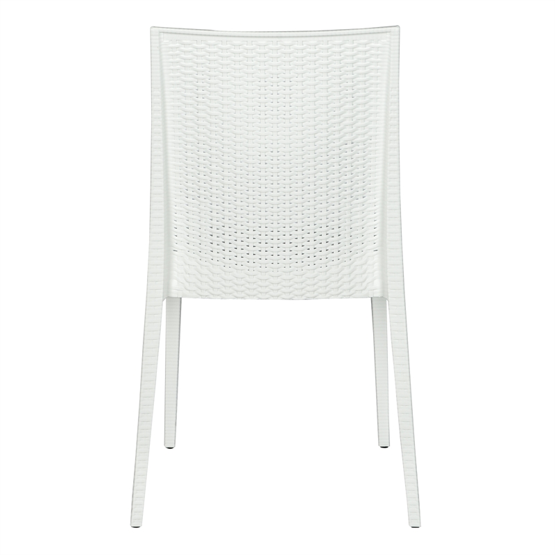 Maklaine Modern Weave Indoor Outdoor Dining Chair in White Finish