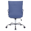 Maklaine Leather High-Back Task Office Chair in Navy Blue Finish