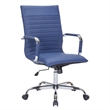 Maklaine Leather High-Back Task Office Chair in Navy Blue Finish