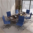 Maklaine Leather High-Back Task Office Chair in Navy Blue Finish