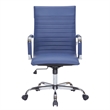 Maklaine Leather High-Back Task Office Chair in Navy Blue Finish
