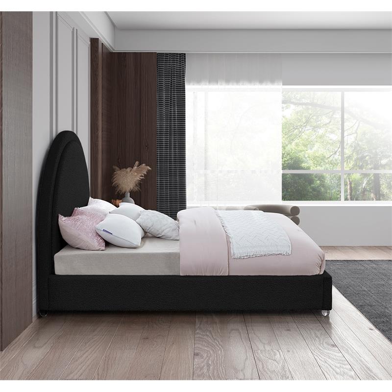 Maklaine Contemporary designed Black Finished Fabric Full Bed