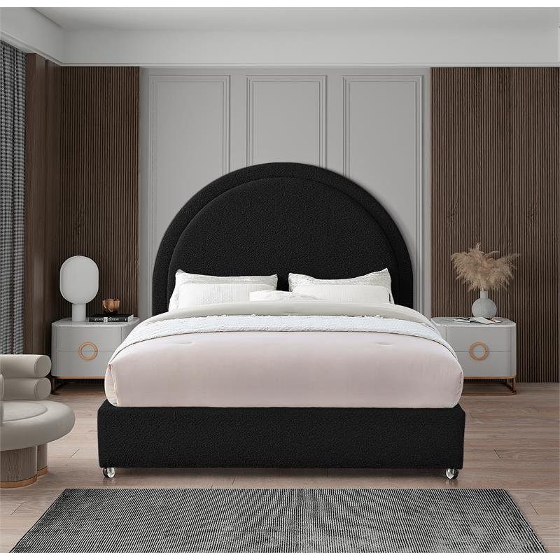 Maklaine Contemporary designed Black Finished Fabric King Bed
