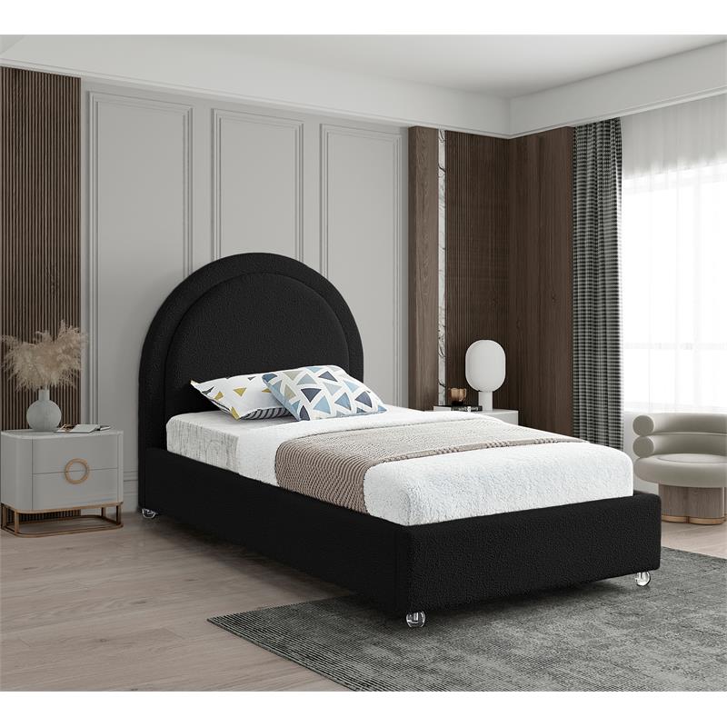 Maklaine Contemporary designed Black Finished Fabric Twin Bed