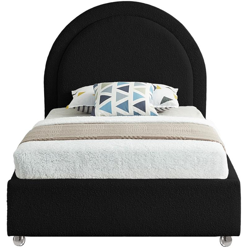 Maklaine Contemporary designed Black Finished Fabric Twin Bed