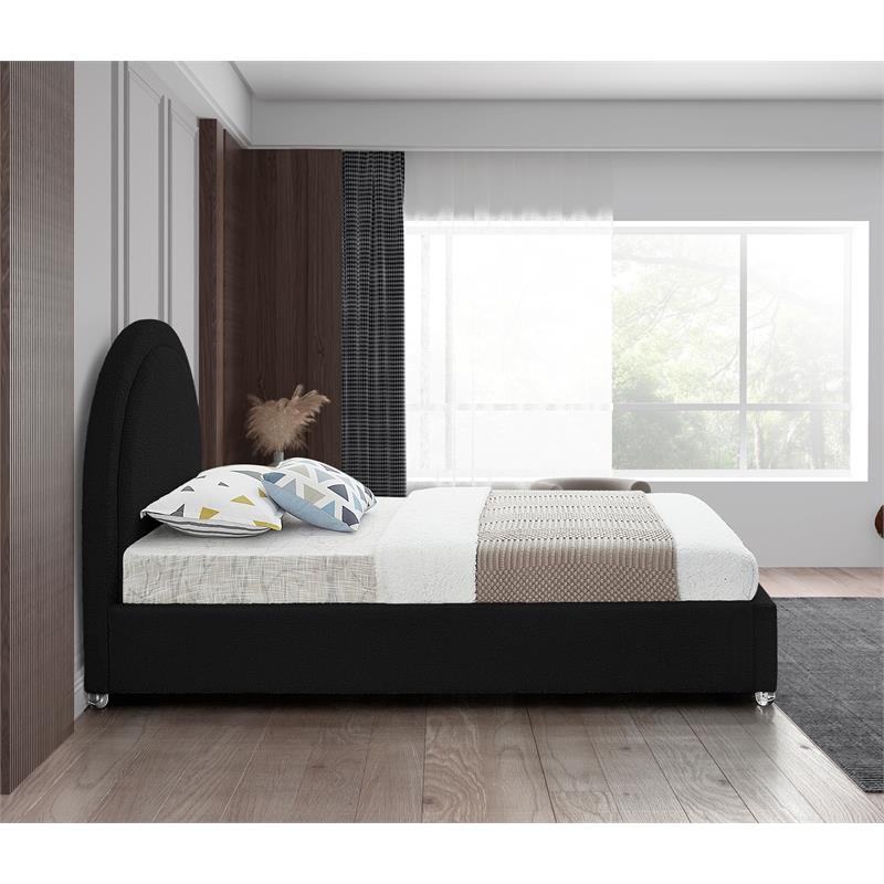 Maklaine Contemporary designed Black Finished Fabric Twin Bed