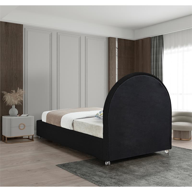 Maklaine Contemporary designed Black Finished Fabric Twin Bed
