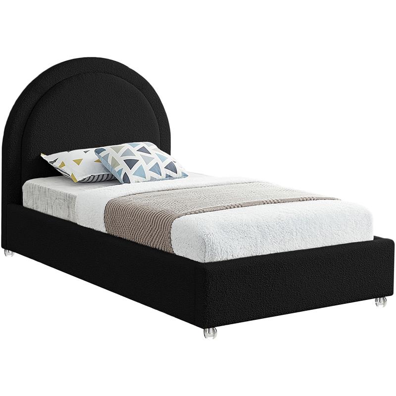 Maklaine Contemporary designed Black Finished Fabric Twin Bed
