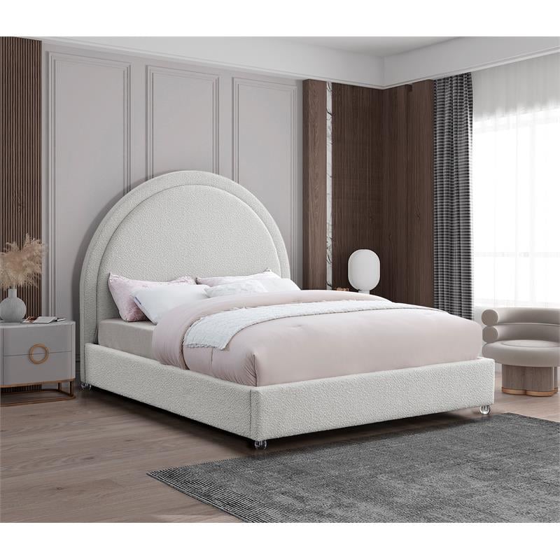 Maklaine Contemporary designed Cream Finished Fabric Full Bed