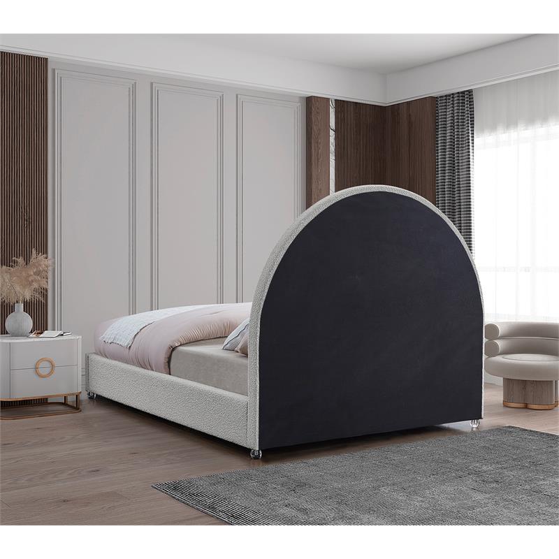 Maklaine Contemporary designed Cream Finished Fabric Full Bed