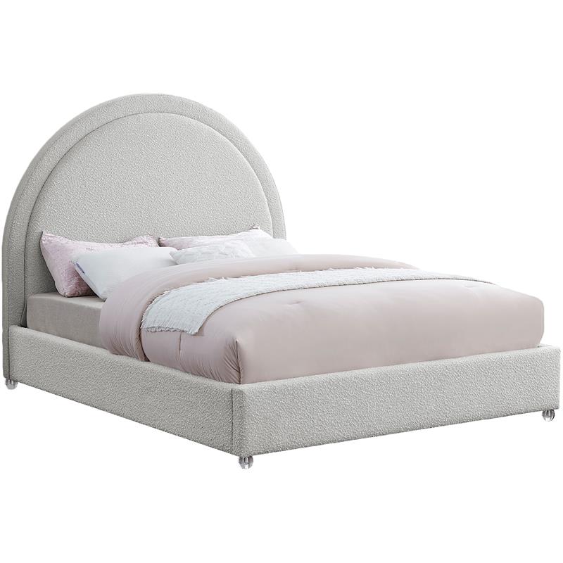 Maklaine Contemporary designed Cream Finished Fabric King Bed