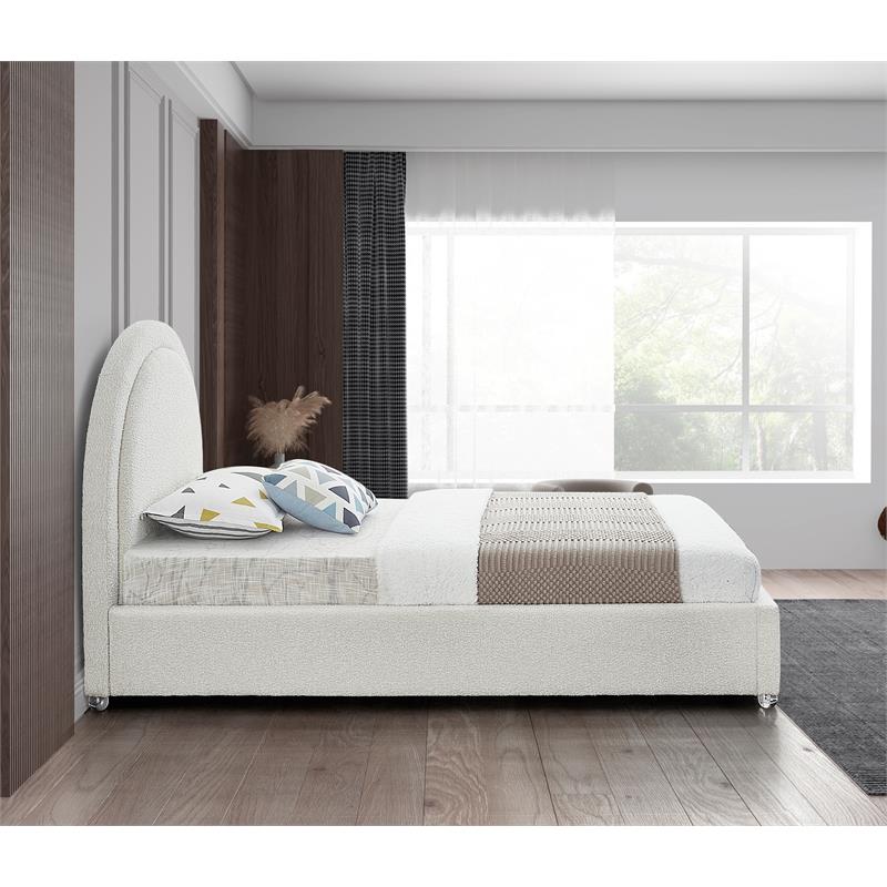 Maklaine Contemporary designed Cream Finished Fabric Twin Bed