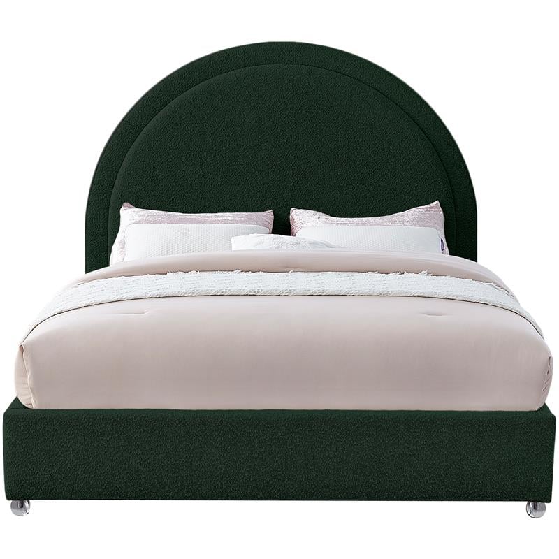 Maklaine Contemporary designed Green Finished Fabric King Bed