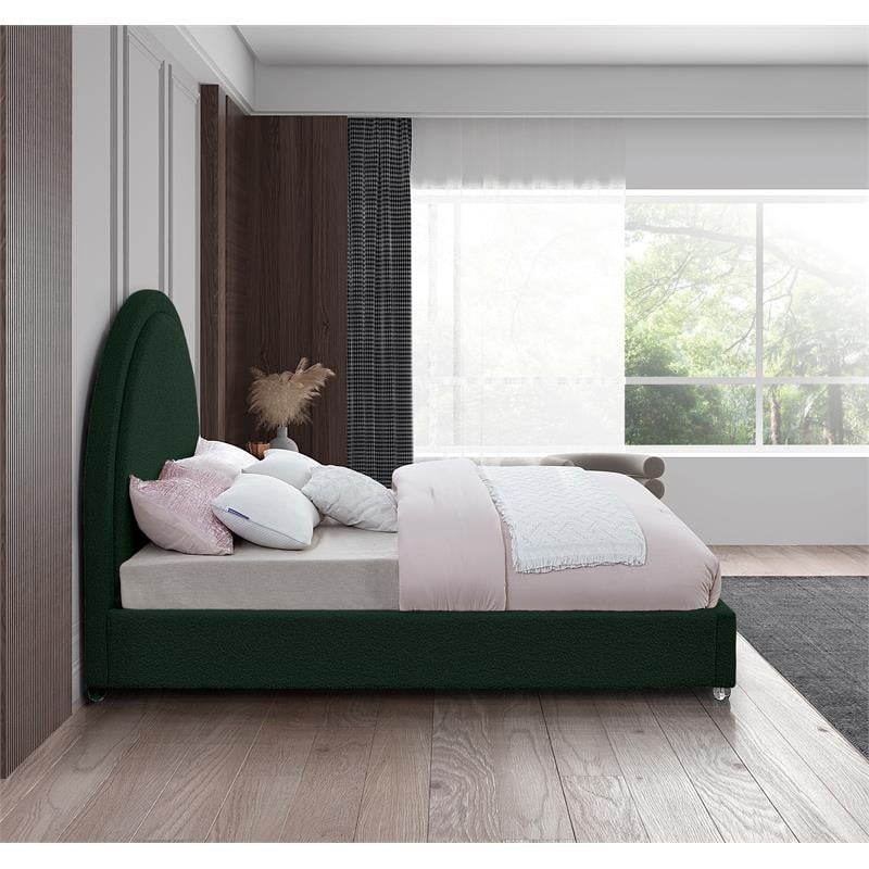 Maklaine Contemporary designed Green Finished Fabric King Bed