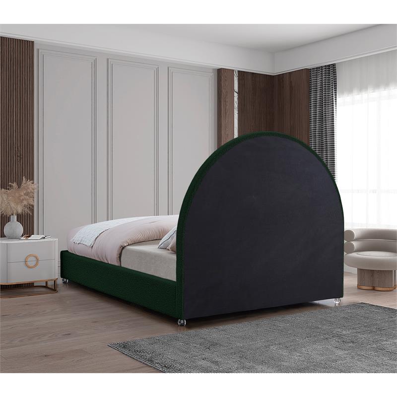 Maklaine Contemporary designed Green Finished Fabric King Bed