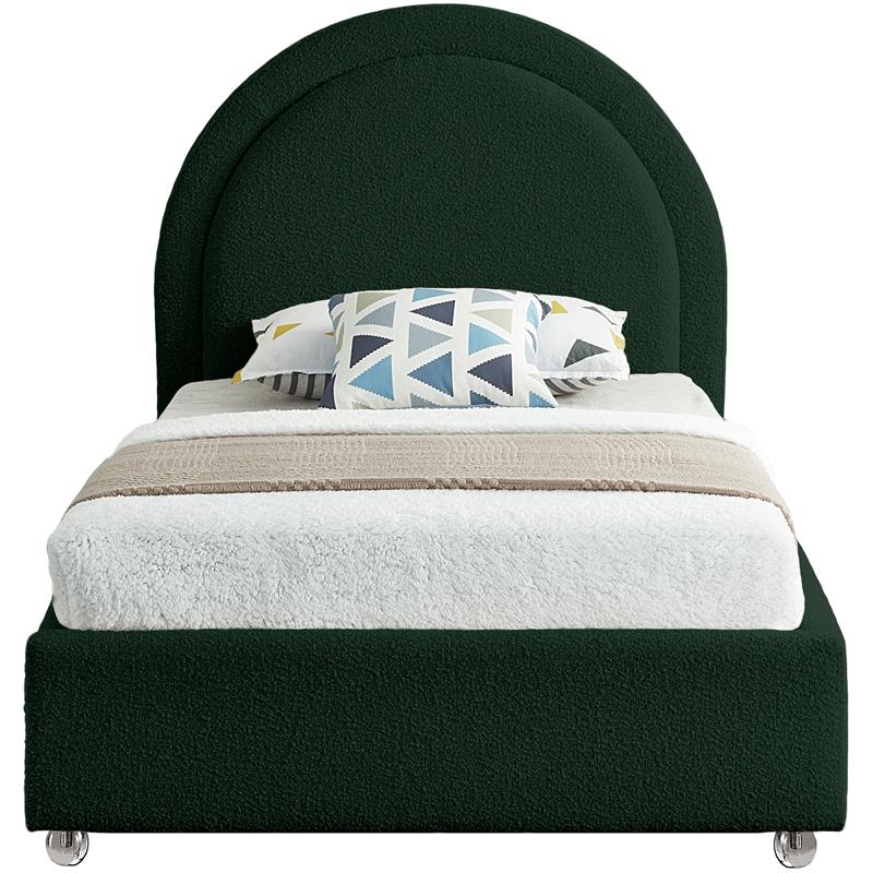 Maklaine Contemporary designed Green Finished Fabric Twin Bed