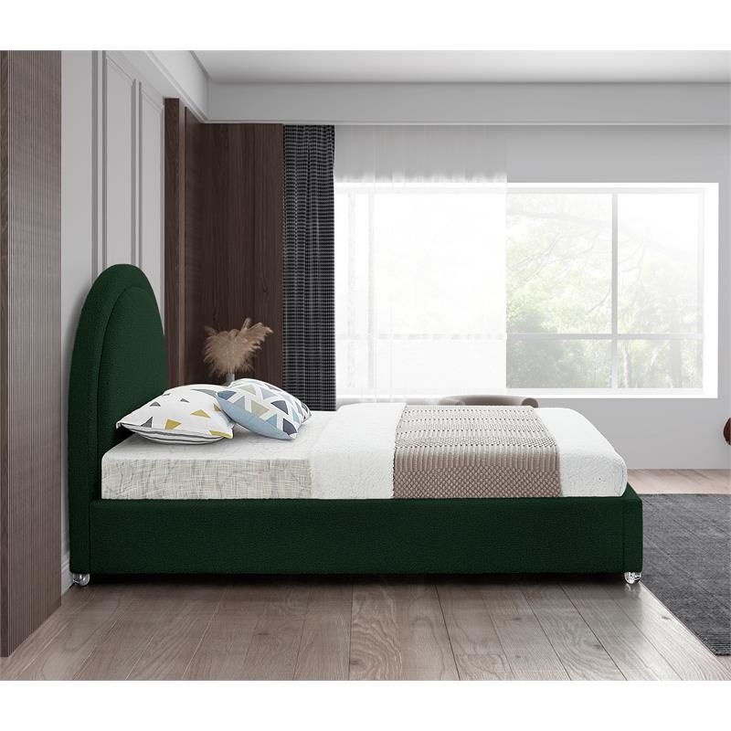 Maklaine Contemporary designed Green Finished Fabric Twin Bed