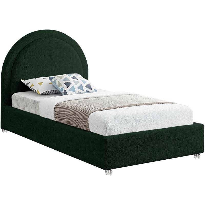 Maklaine Contemporary designed Green Finished Fabric Twin Bed