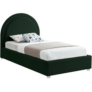 Maklaine Contemporary designed Green Finished Fabric Twin Bed