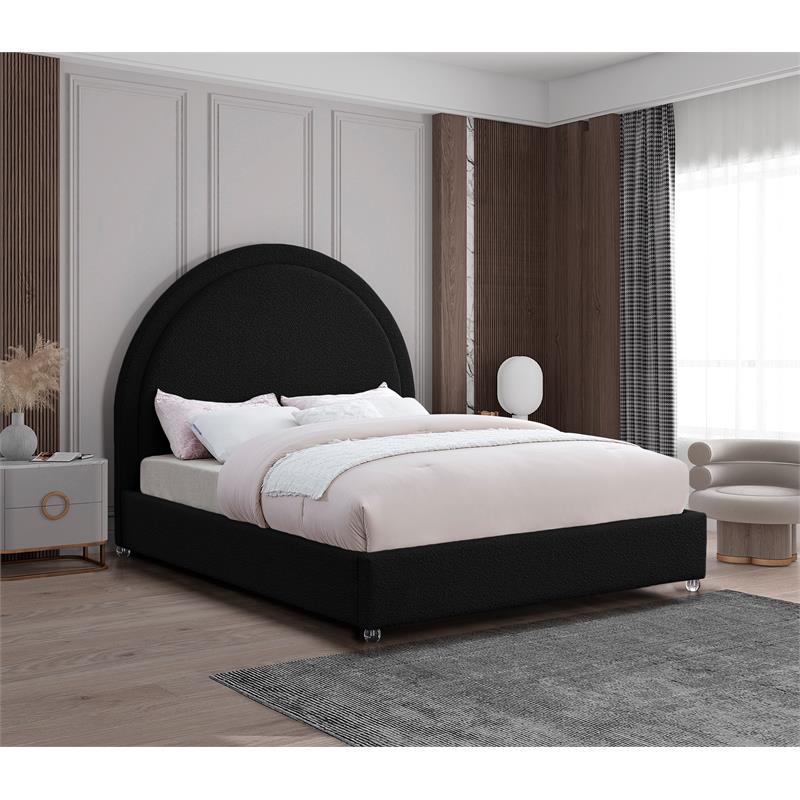 Maklaine Contemporary designed Black Finished Fabric Queen Bed