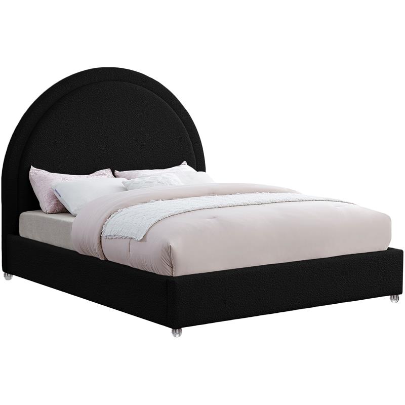 Maklaine Contemporary designed Black Finished Fabric Queen Bed