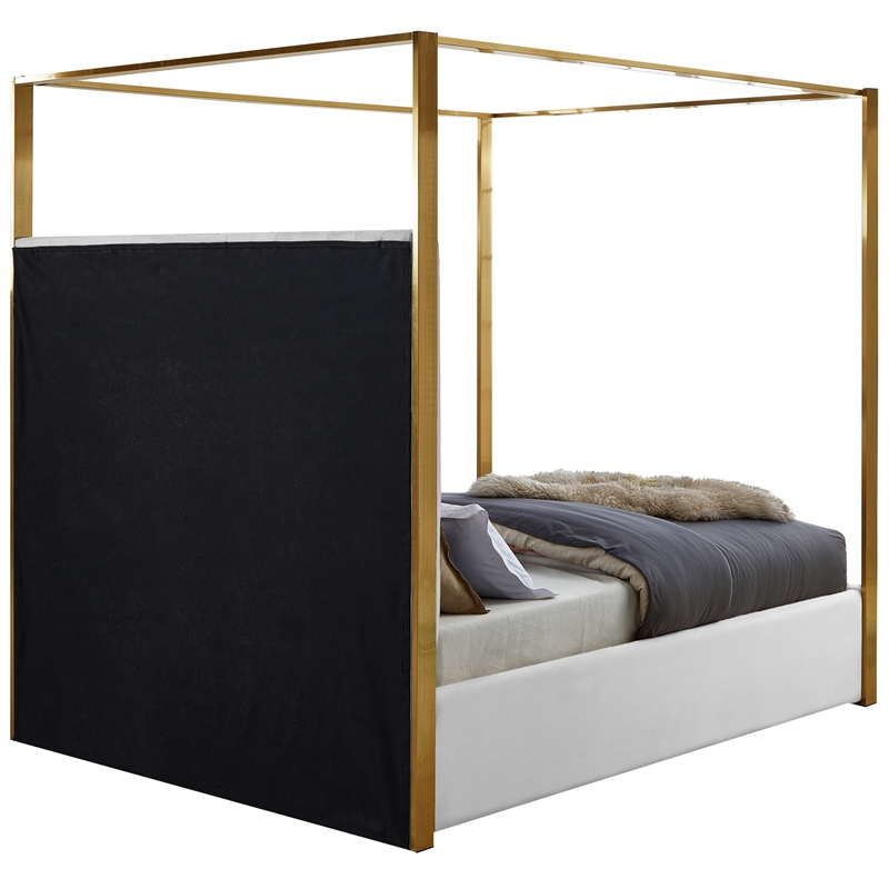 Maklaine Contemporary designed White Finished Faux Leather King Bed