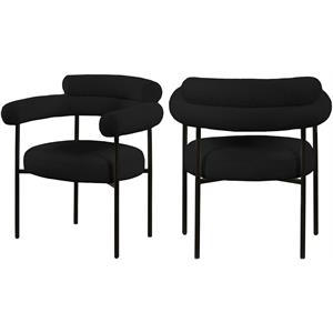 Maklaine Contemporary Fabric Dining Chair in Black (Set of 2)
