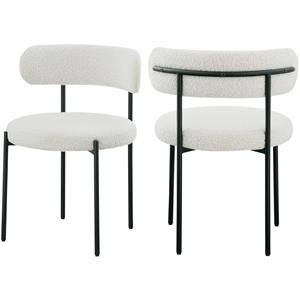 Maklaine Fabric Cream Dining Chair Contemporary Unassembled