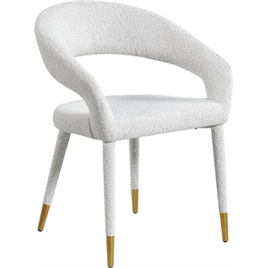 Maklaine 19.29&quot Contemporary Fabric Dining Chair in Rich Cream/Gold