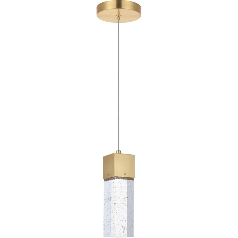 Maklaine Metal Royal Cut Crystal LED Pendant with Clear Shade in Gold Finish