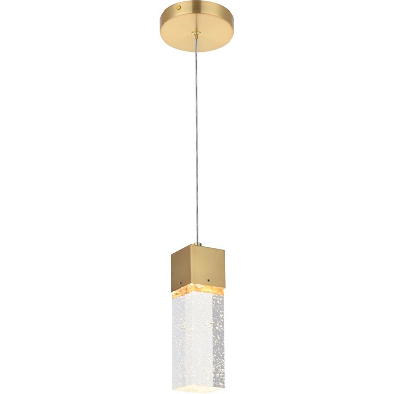 Maklaine Metal Royal Cut Crystal LED Pendant with Clear Shade in Gold Finish