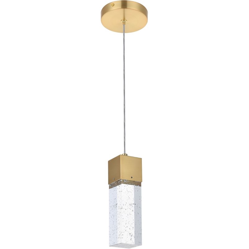 Maklaine Metal Royal Cut Crystal LED Pendant with Clear Shade in Gold Finish